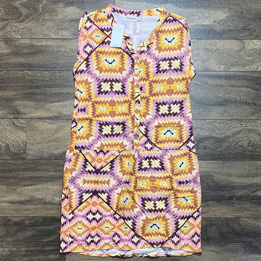 Anthropologie The Odells Yuma Print Shirt Dress Girls Medium Aztec Southwestern